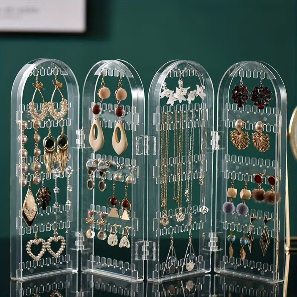 240-Hole Transparent Plastic Earring Display Stand L Capacity Jewelry Storage
